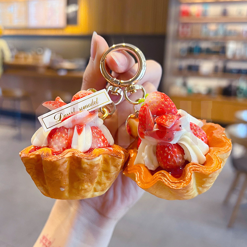 Candle Shop - Creative PU Strawberry Egg Tart Keychain