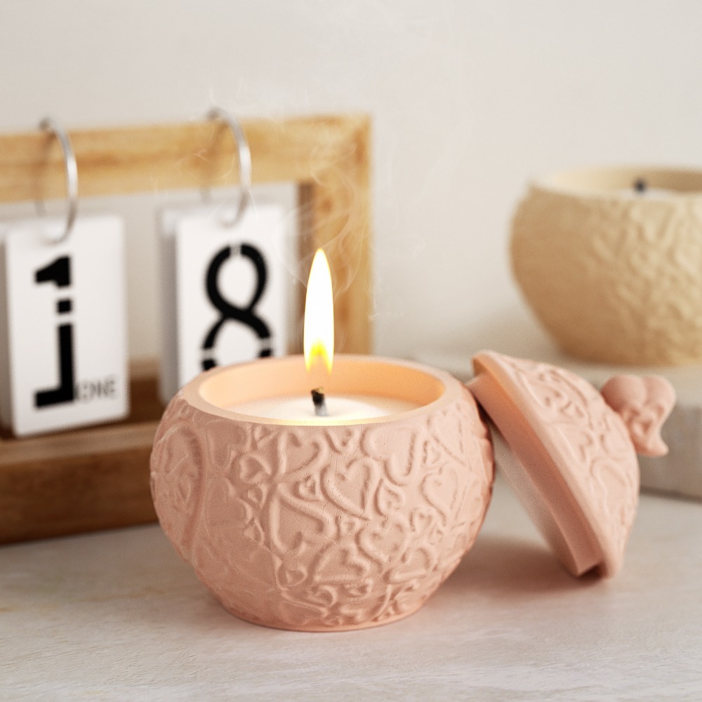 Candle Vessel Supplies - Floral Embossed Storage Box with Lid